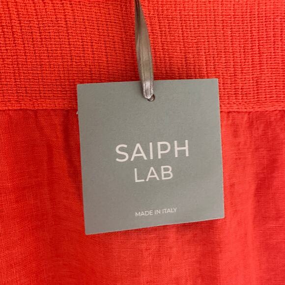 SAIPH LAB | Plus Size NEW Women's 3X Orange 100% Linen Tunic Top Made in Italy - Picture 8 of 12